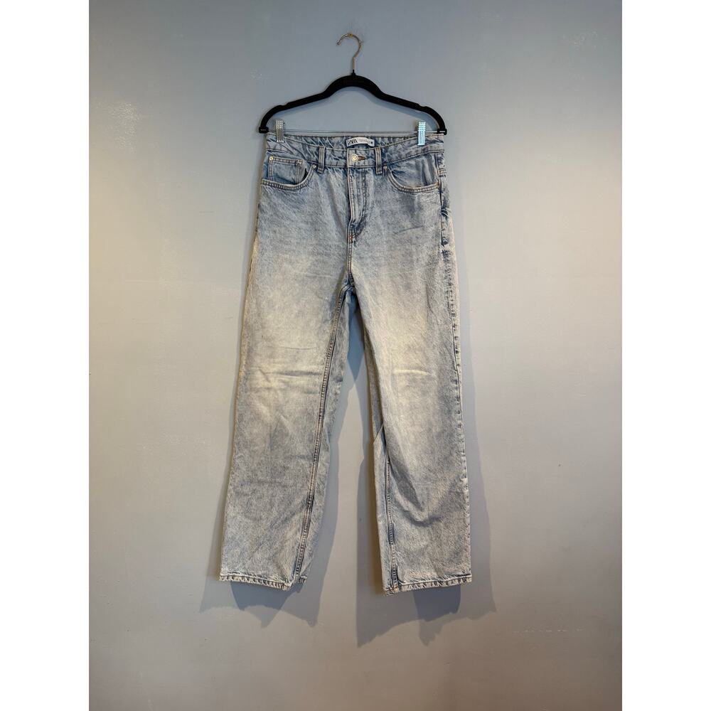 ZARA High Rise Straight Leg Acid Wash Jeans – Size 8 (EUR 40)